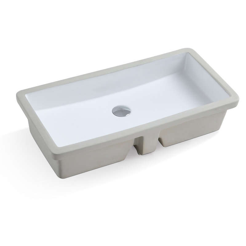 Factory Union White Ceramic Rectangular Undermount Bathroom Sink With Overflow Wayfair