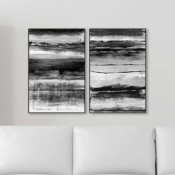 Ptm Black And White Strokes 2 Piece Framed Graphic Art Set Wayfair