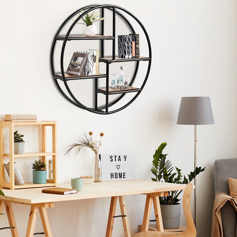 Hanging Storage Shelf Round Circular Wall-Mounted 4-Tier Rack Room Decoration 