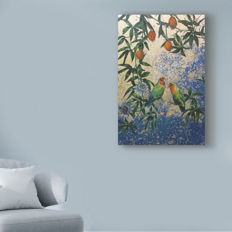 World Menagerie Lovebirds 2 Acrylic Painting Print On Wrapped