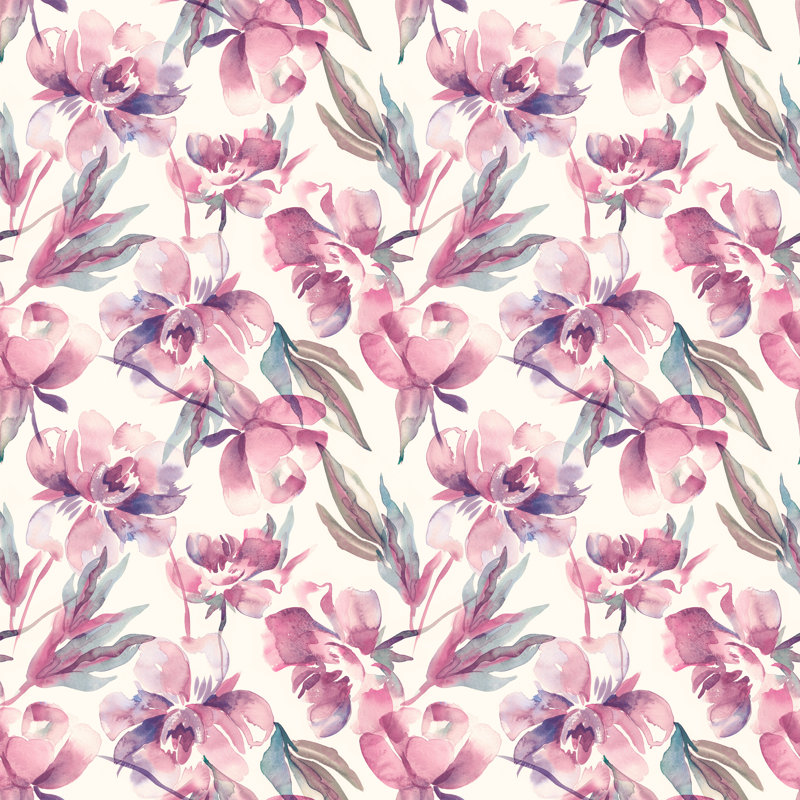 Bungalow Rose Lancaer Removable Blush Watercolor Peony 8 33 L X