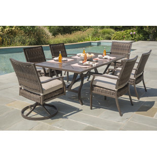 Go to store & view more images Bedard 7 Piece Dining Set with Umbrella Cushions by Darby Home Co