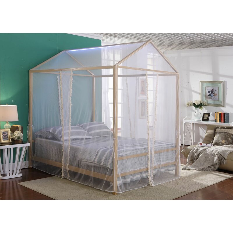 Bungalow Rose Ashland Upholstered Low Profile Canopy Bed