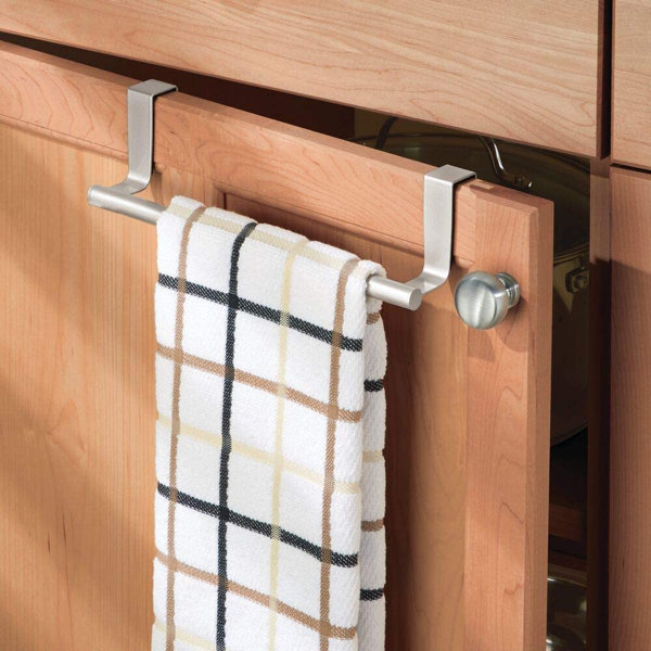 Iron Wooden Hanging Bathroom Kitchen Towel Rail Rack Over Cabinet Door Holder 