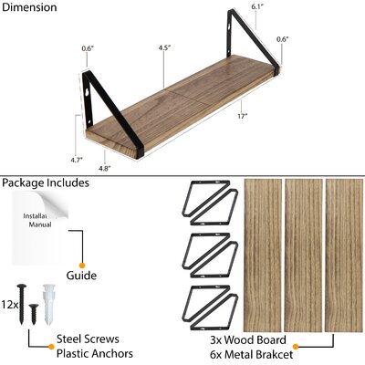 17 Stories Asem 3 Piece Bracket Shelf & Reviews | Wayfair