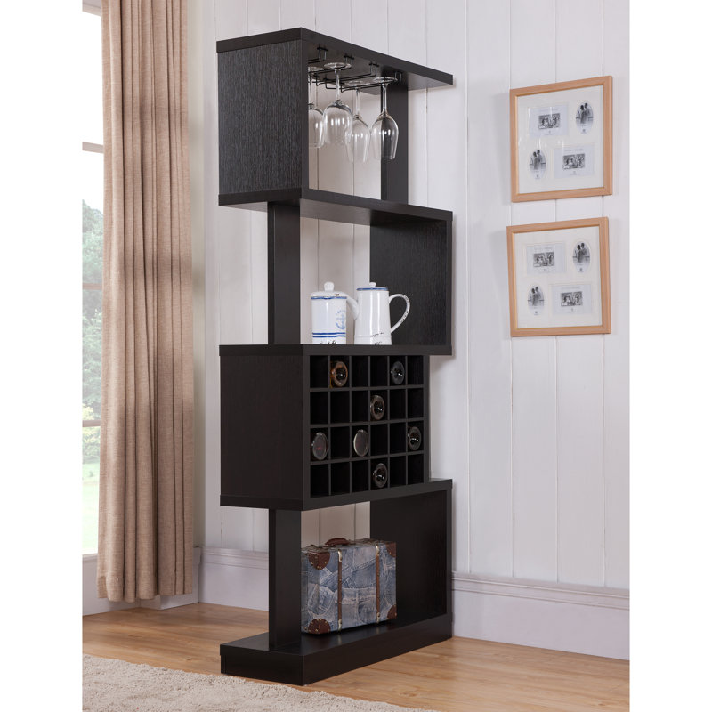 Yosselin 24 Bottle Floor Wine Bottle & Glass Rack