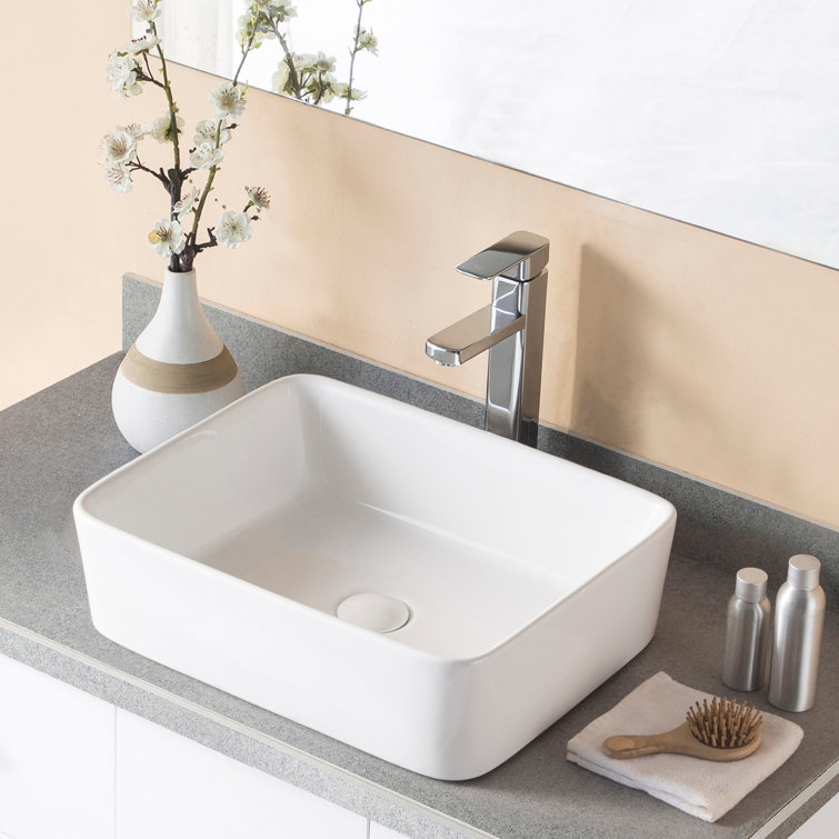 Deervalley White Ceramic Rectangular Vessel Bathroom Sink Reviews Wayfair