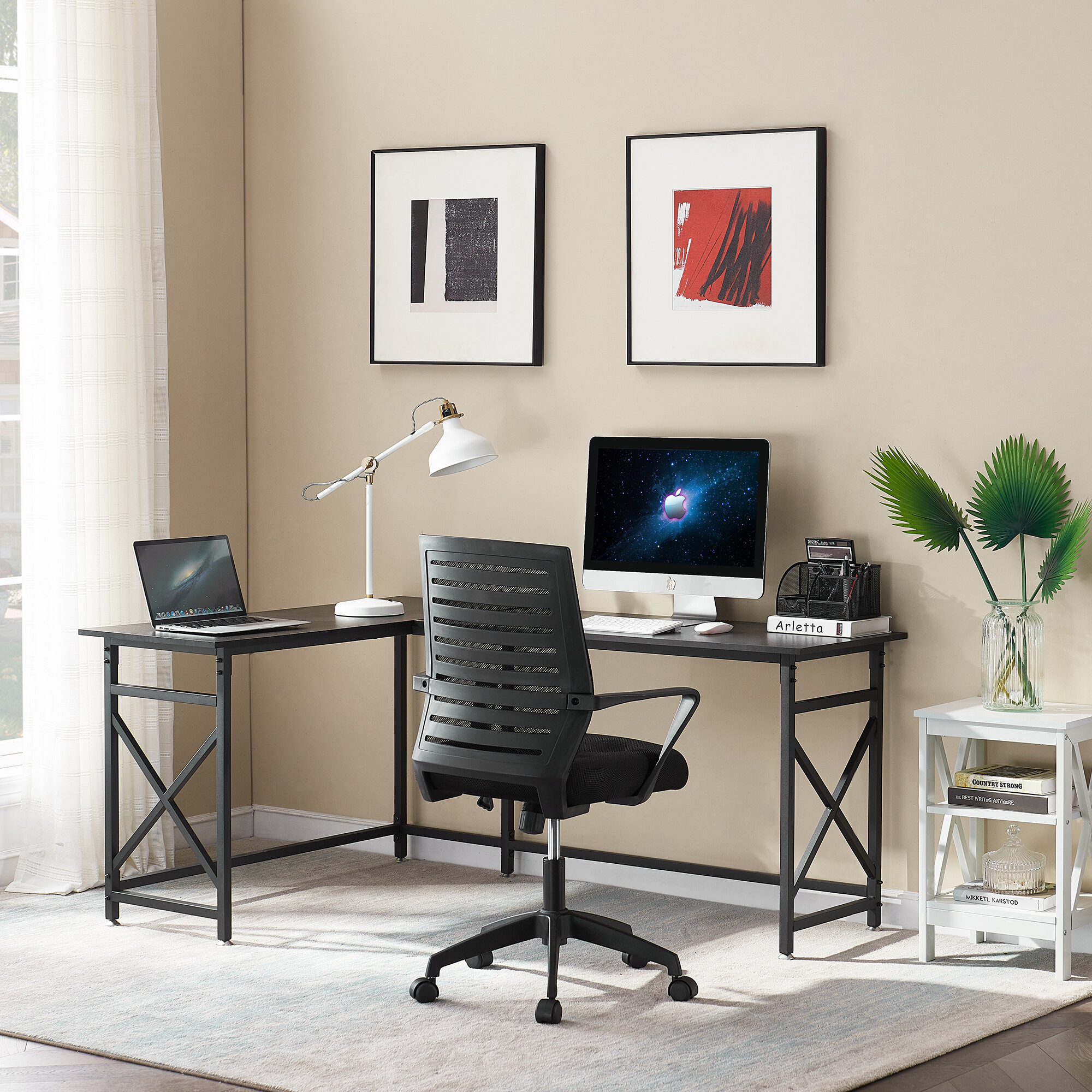 corner computer desk and chair set