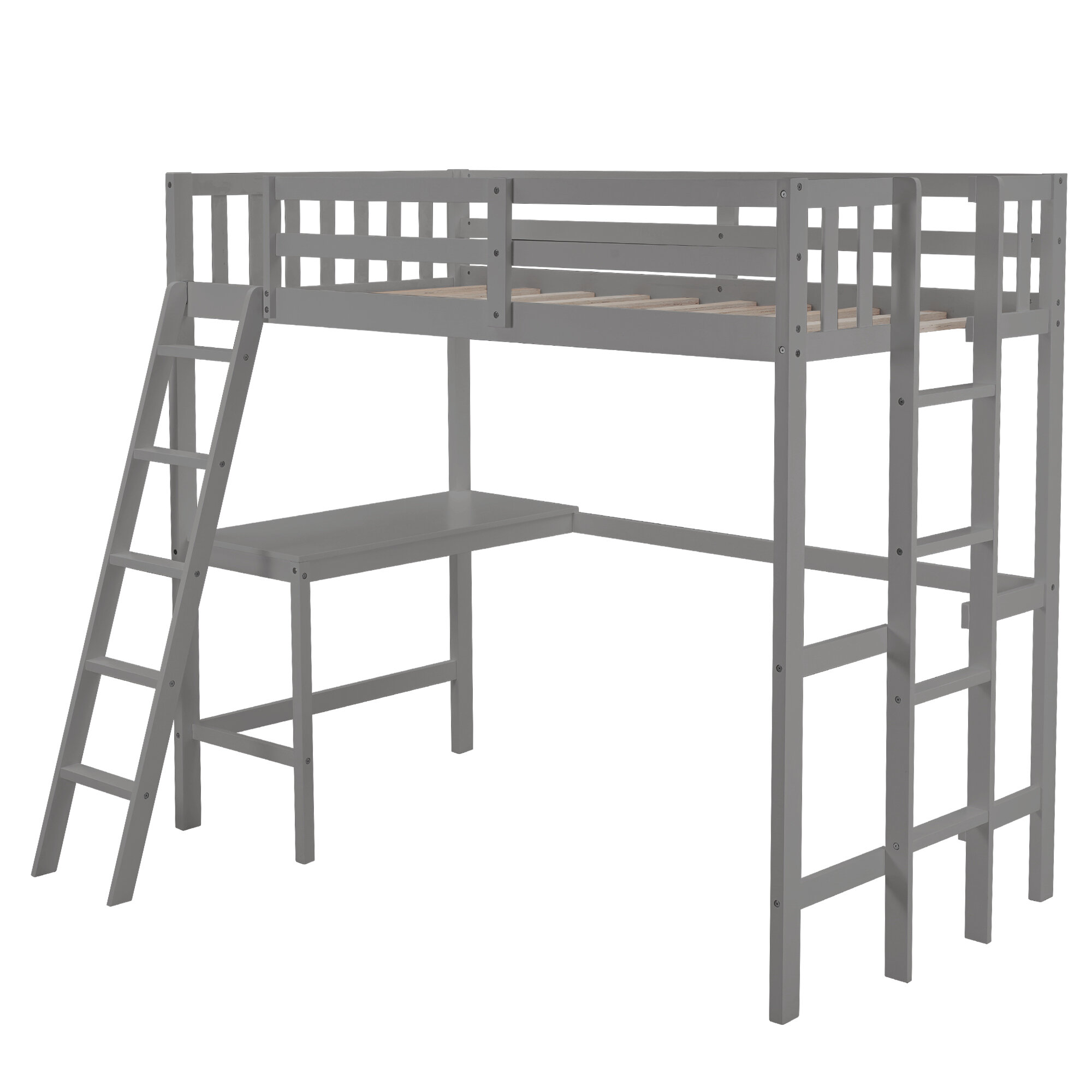 Harriet Bee Lexy Wooden Twin Loft Bed With Desk Wayfair