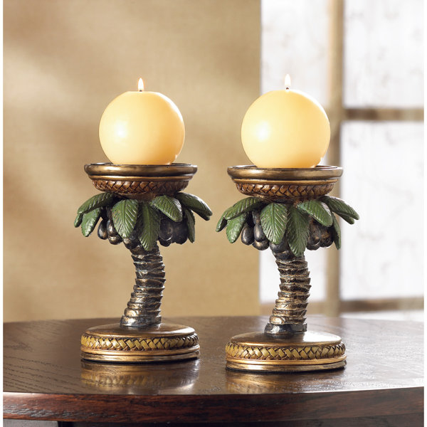 Cast Iron Small Palm Tree Candlestick Candle Holder Table Decorations