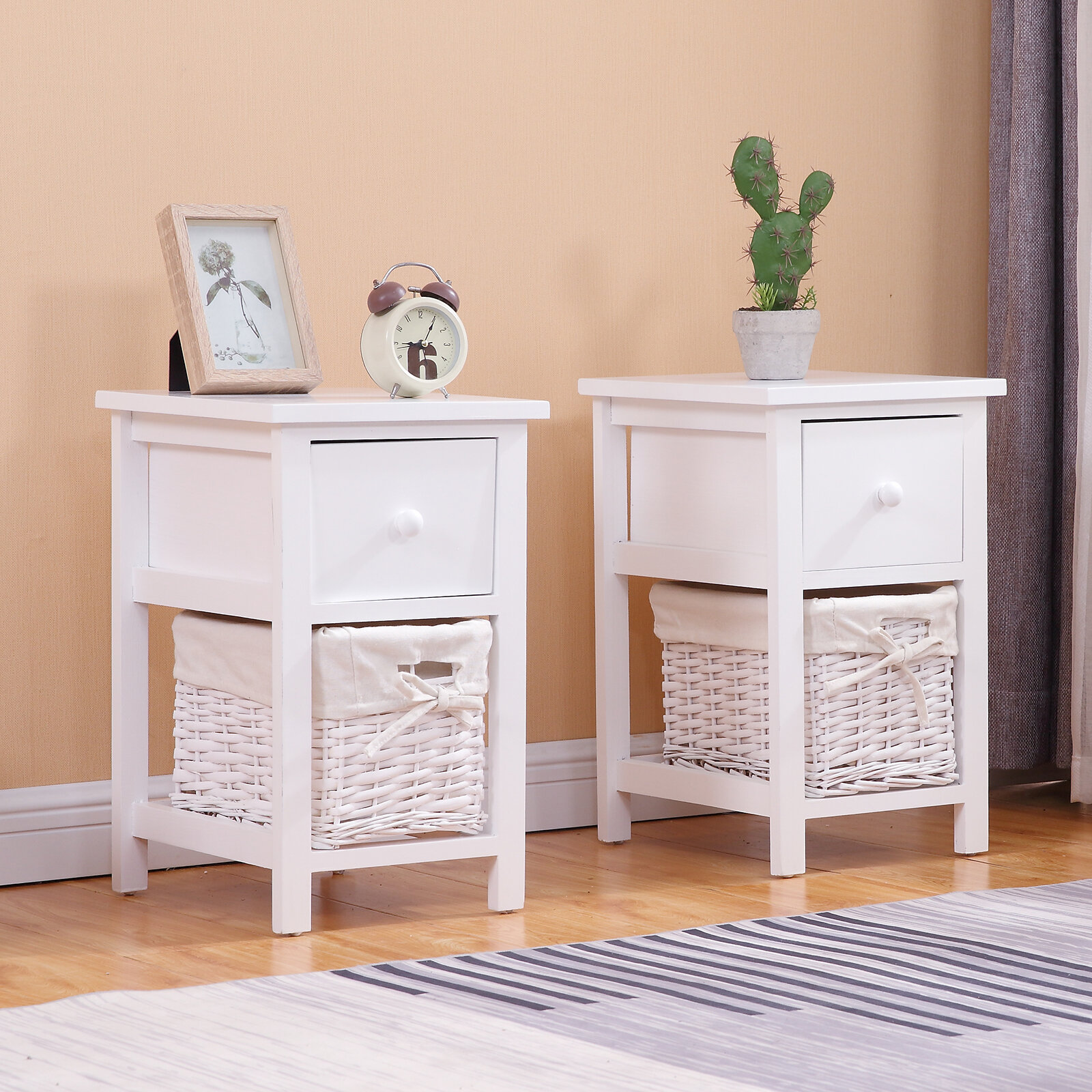 Breakwater Bay Nightstand Set Of 2 End Table Bedside Table Console Table Sofa Side Table With Storage Bin And Drawer Wayfair Ca