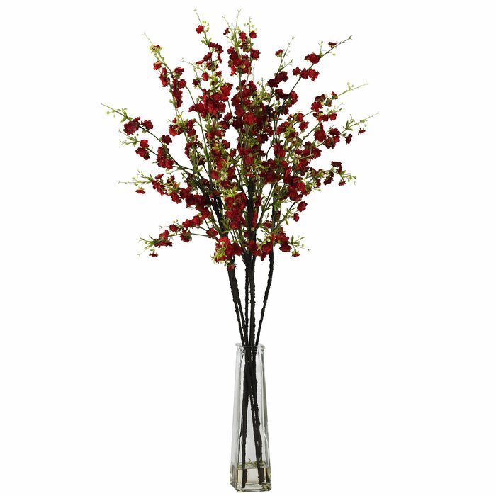 Nearly Natural Cherry Blossoms Flower Arrangement In Vase