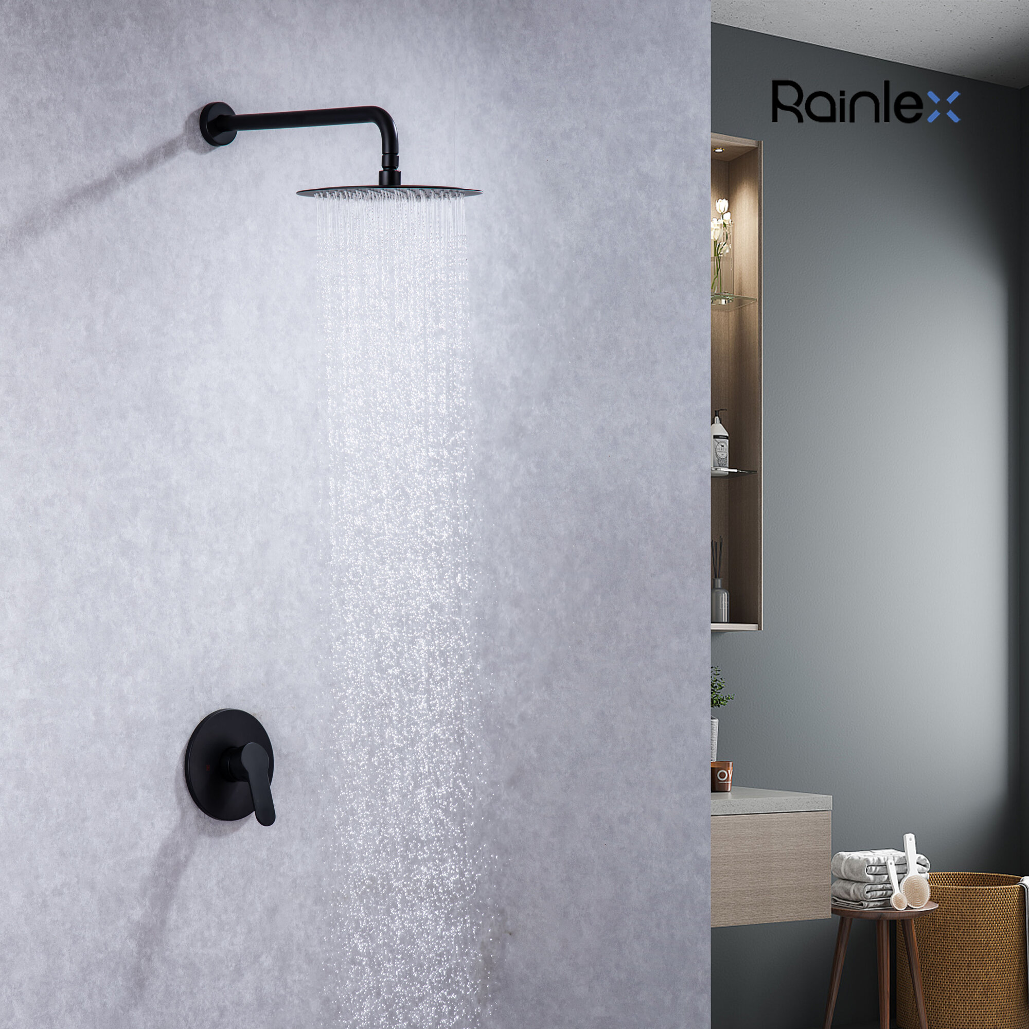 Bathroom 10" 304 Stainless Steel Shower Head Round Wall Mounted Rain Shower Head 