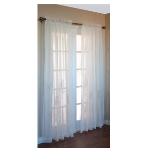 Irenee Nature/Floral Sheer Rod Pocket Single Curtain Panel
