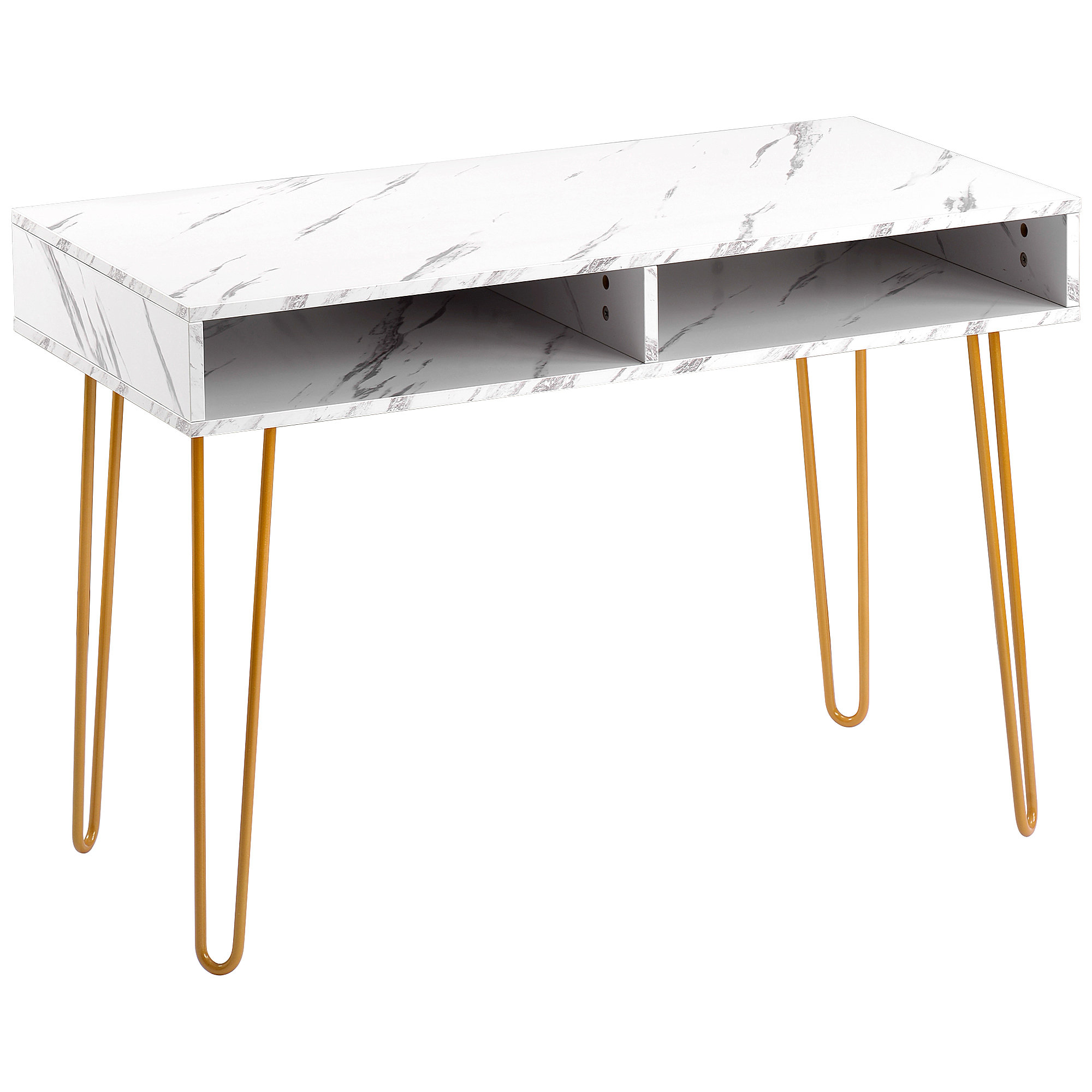 Mercer41 Makeup Vanity Table Consoles Side End Table Modern Marble Mdf Top For Bedroom