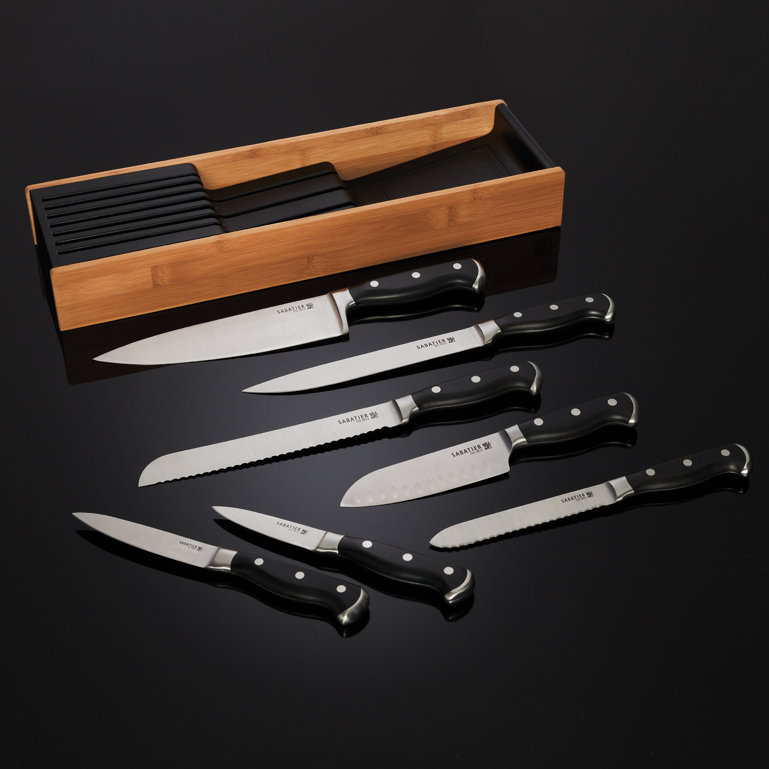 Sabatier 8 Piece Kitchen Knife Set With In Drawer Organizer Wayfair