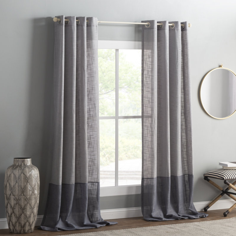 Joss Main Essentials Striped Semi Sheer Grommet Single Curtain