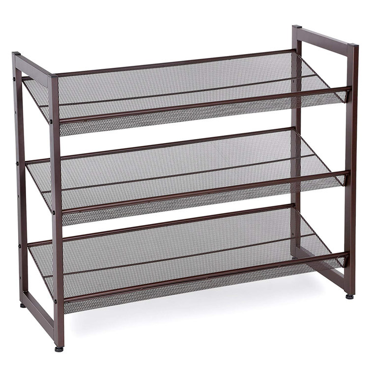 3-Tier Metal Flat and Slant Adjustable 12 Pair Stackable Shoe Rack