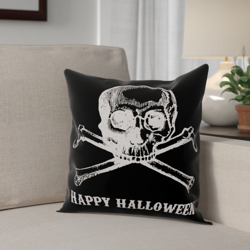 The Holiday Aisle Skull And Crossbones Happy Halloween Throw