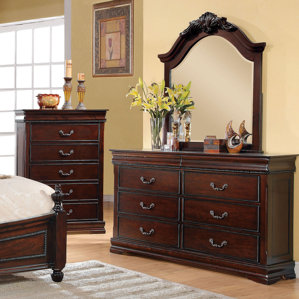 Weyer 6 Drawer Wood Double Dresser with Mirror by Fleur De Lis Living
