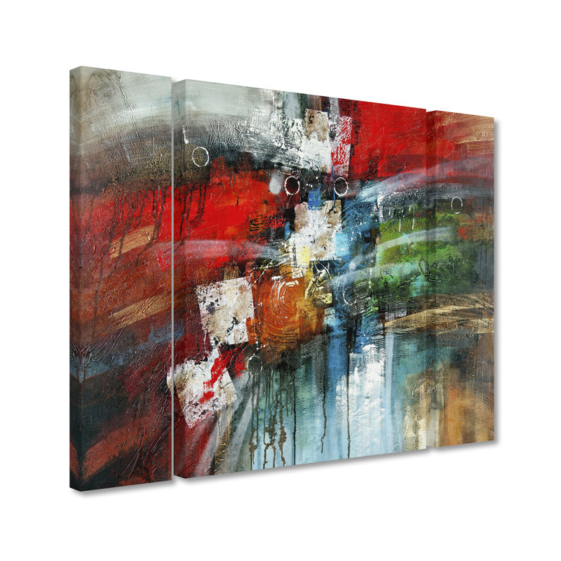 Trademark Art Cube Abstract Iv By Rio 3 Piece Painting Print On