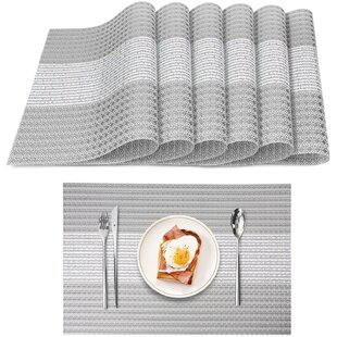 8pc Set of Black and White Reversible Placemats and  Coasters Wedding Tableware 