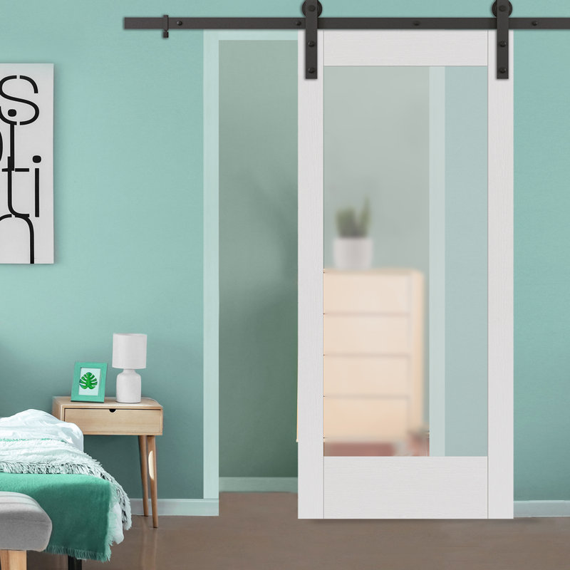 Colonial Elegance Glass Barn Door with Installation Hardware Kit | Wayfair