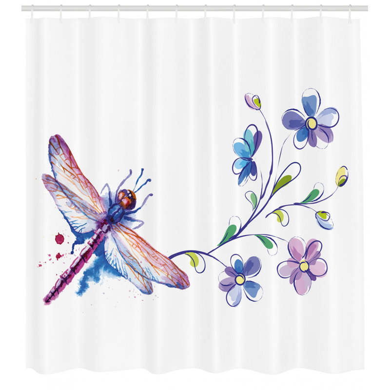 East Urban Home Dragonfly Shower Curtain Set Hooks Wayfair