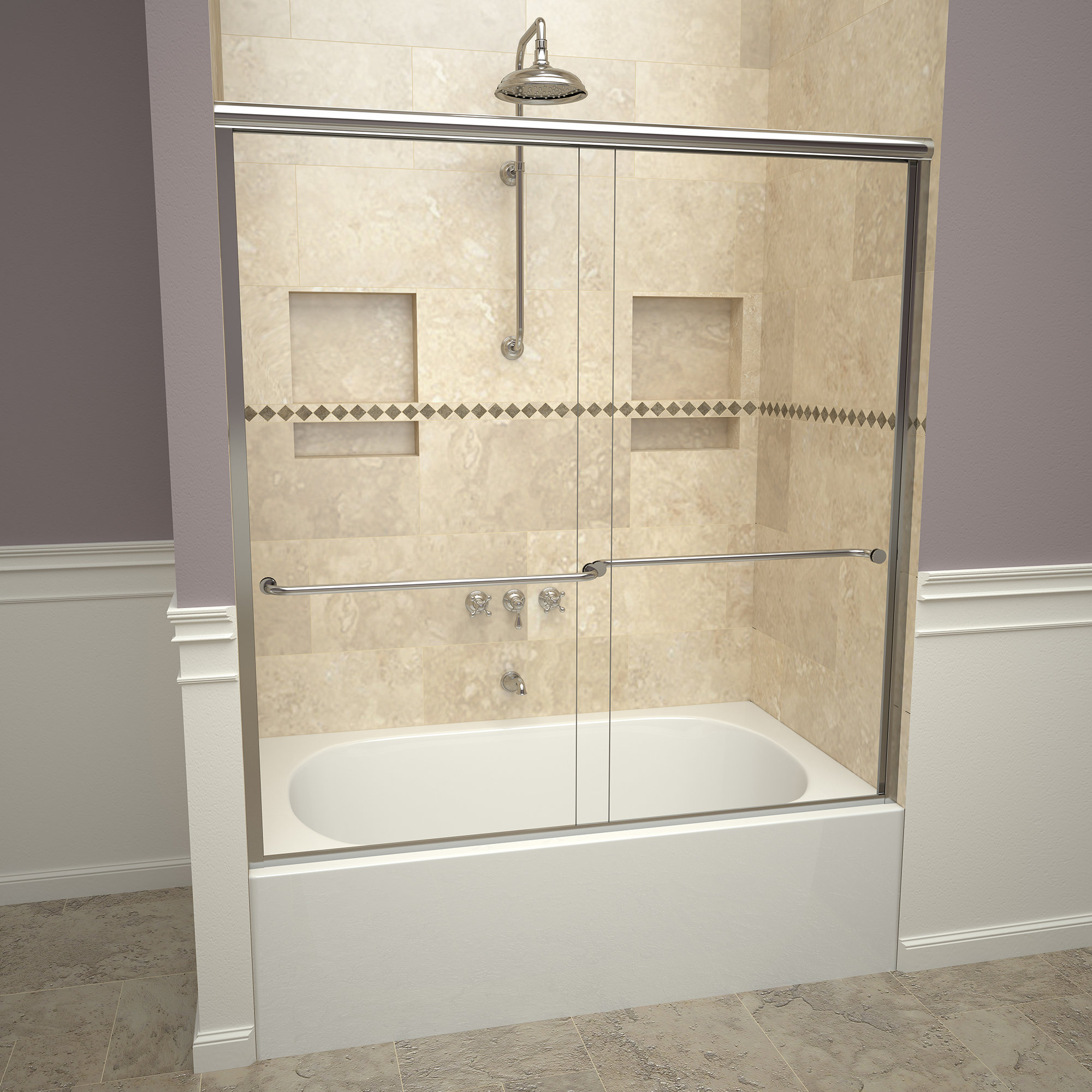 Tile Redi 1200 Series 58 5 X 57 Double Sliding Semi Frameless