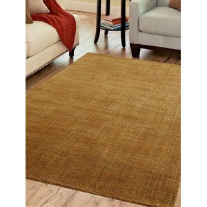 Ceniceros Solid Hand-Knotted Wool Gold Area Rug
