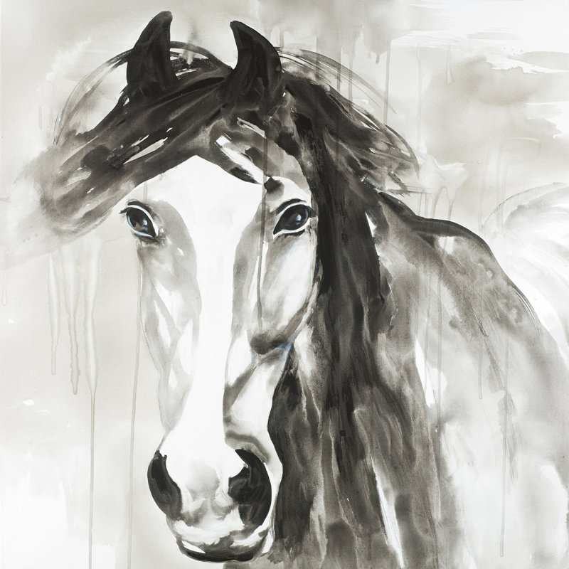 Charlton Home Beautiful Wild Horse Oil Painting Print On Wrapped