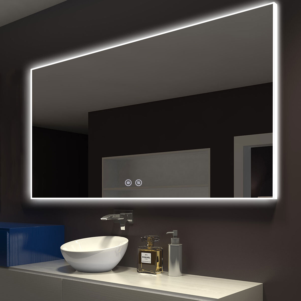 large illuminated bathroom mirror