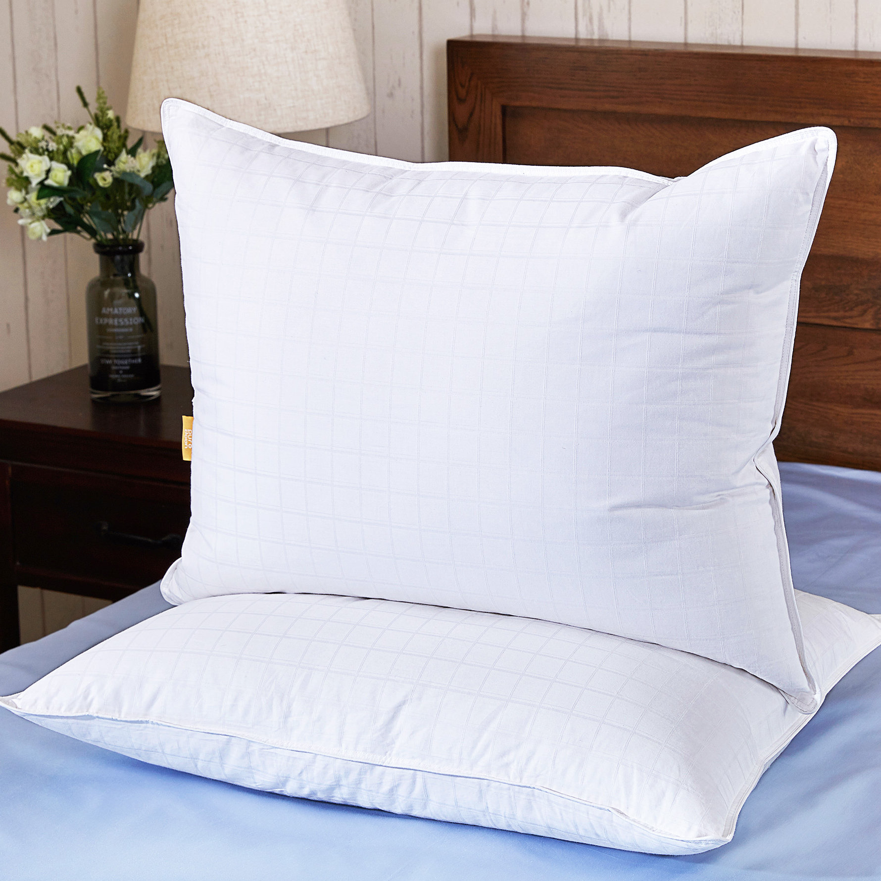 Puredown Triple Chamber Goose Plush Down Blend Bed Pillow