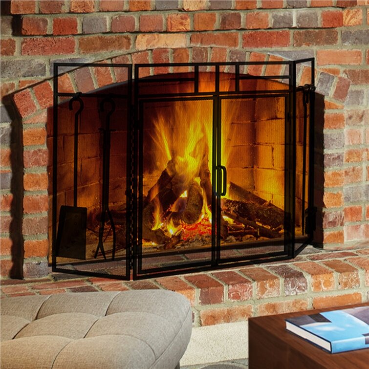 Latitude Run® Ailep 3 Panel Bifold Doors Fireplace Screen | Wayfair