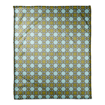 80 by 60 Kess InHouse Jane Smith Little Night Bug Yellow Blue Fleece Throw Blanket