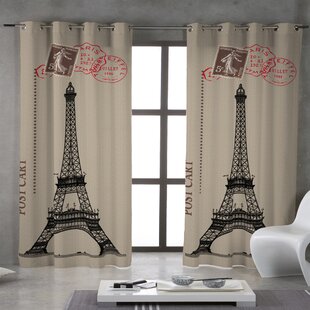 Howse Bonjour Paris Post Cart Grommet Single Curtain Panel
