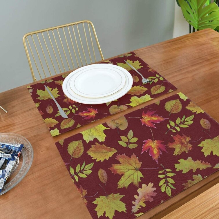 Autumn Leaves Fall Burlap Placemats for Dining Table Placemat 1 Piece Table Settings Table Mats for Home Kitchen Holiday Decoration
