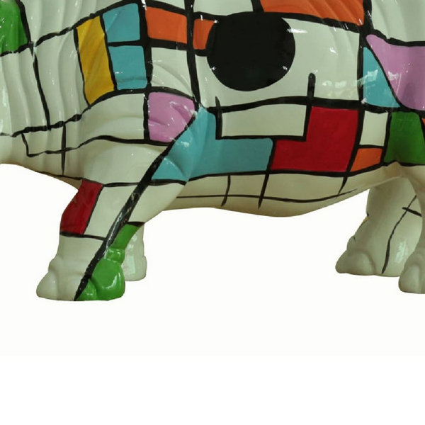 Recycled Glass Rhino O2-A Sculpture - Hand Made XL 