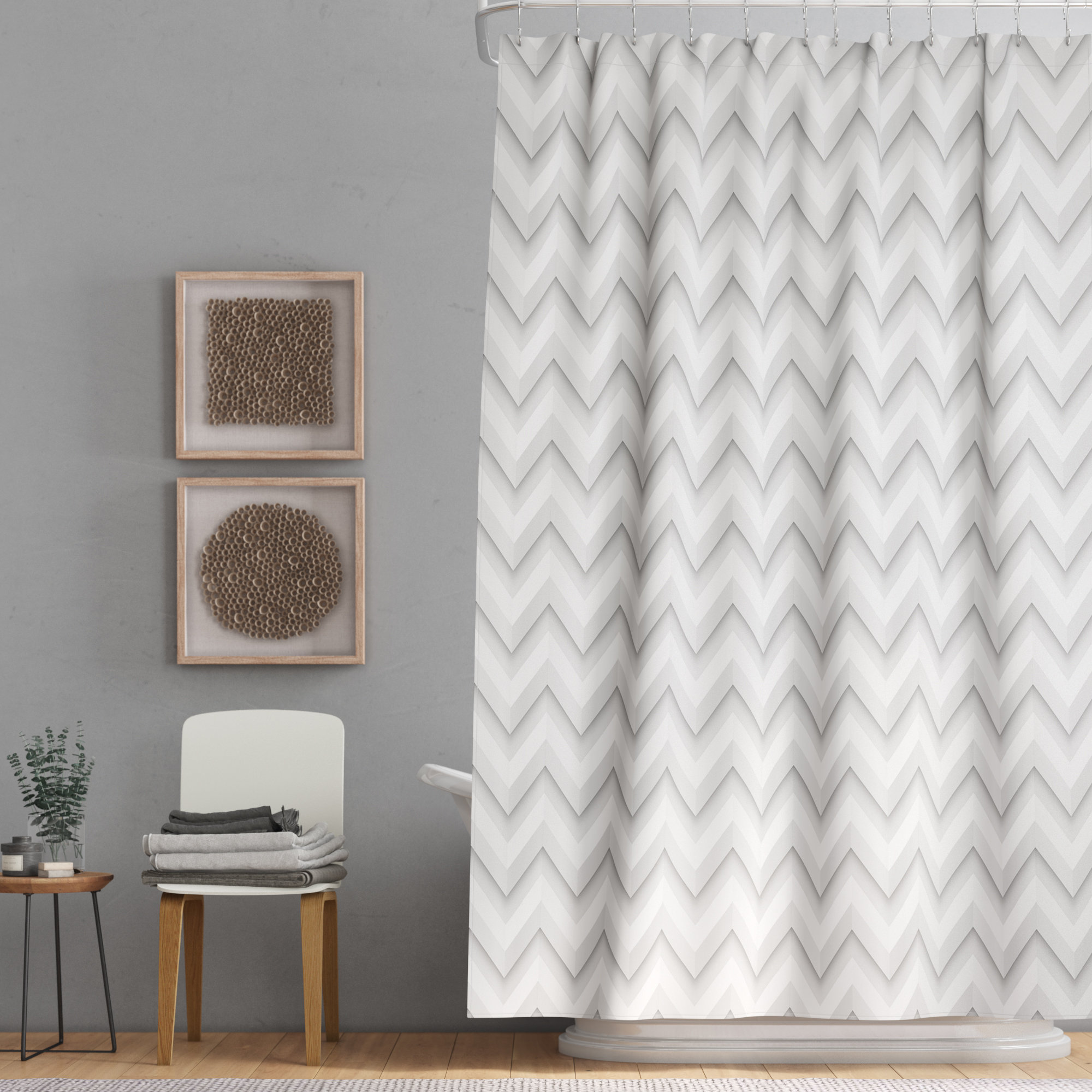 Wrought Studio Bergan Zig Zag Chevron Motif Shower Curtain Hooks