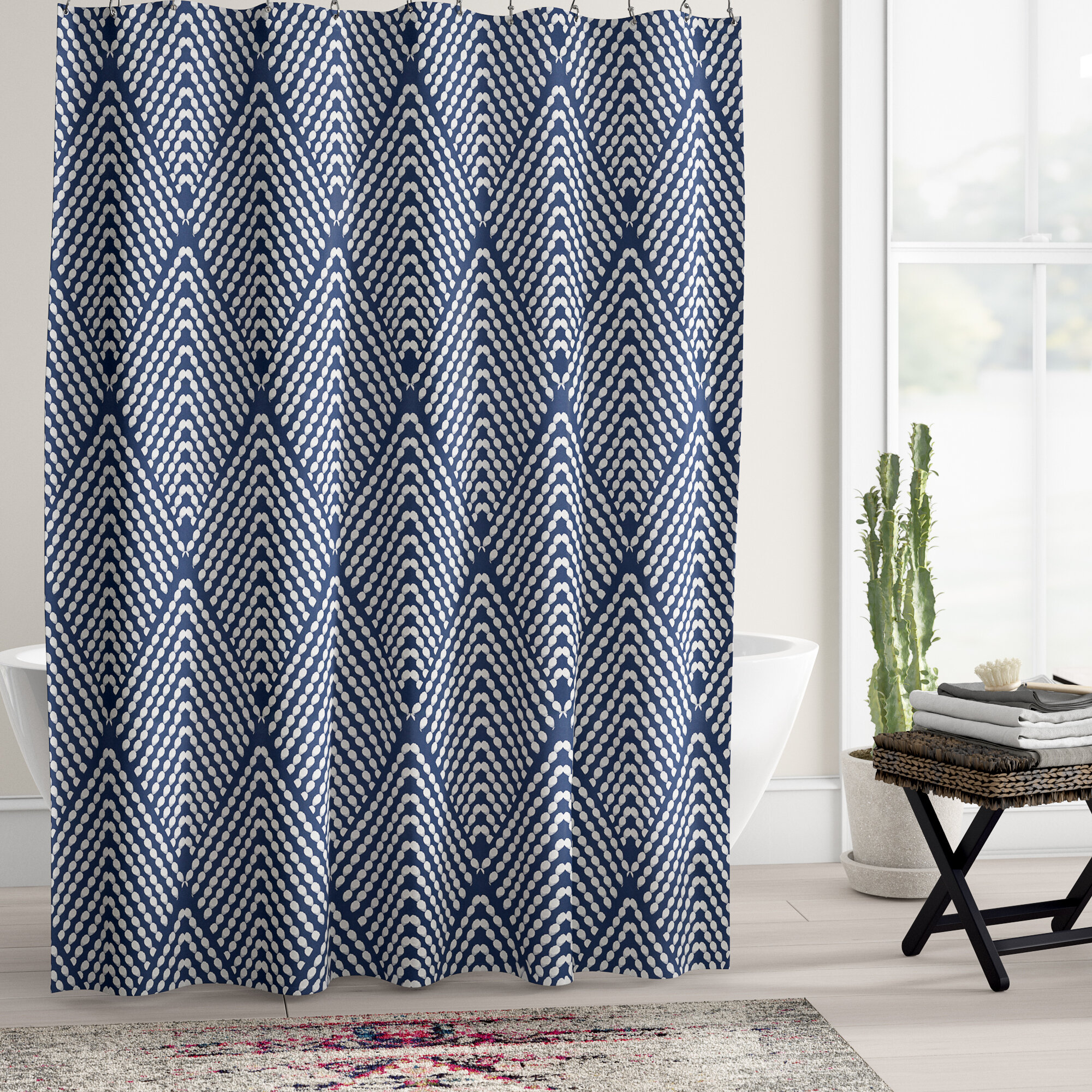 Foundstone Mara Geometric Single Shower Curtain Reviews Wayfair