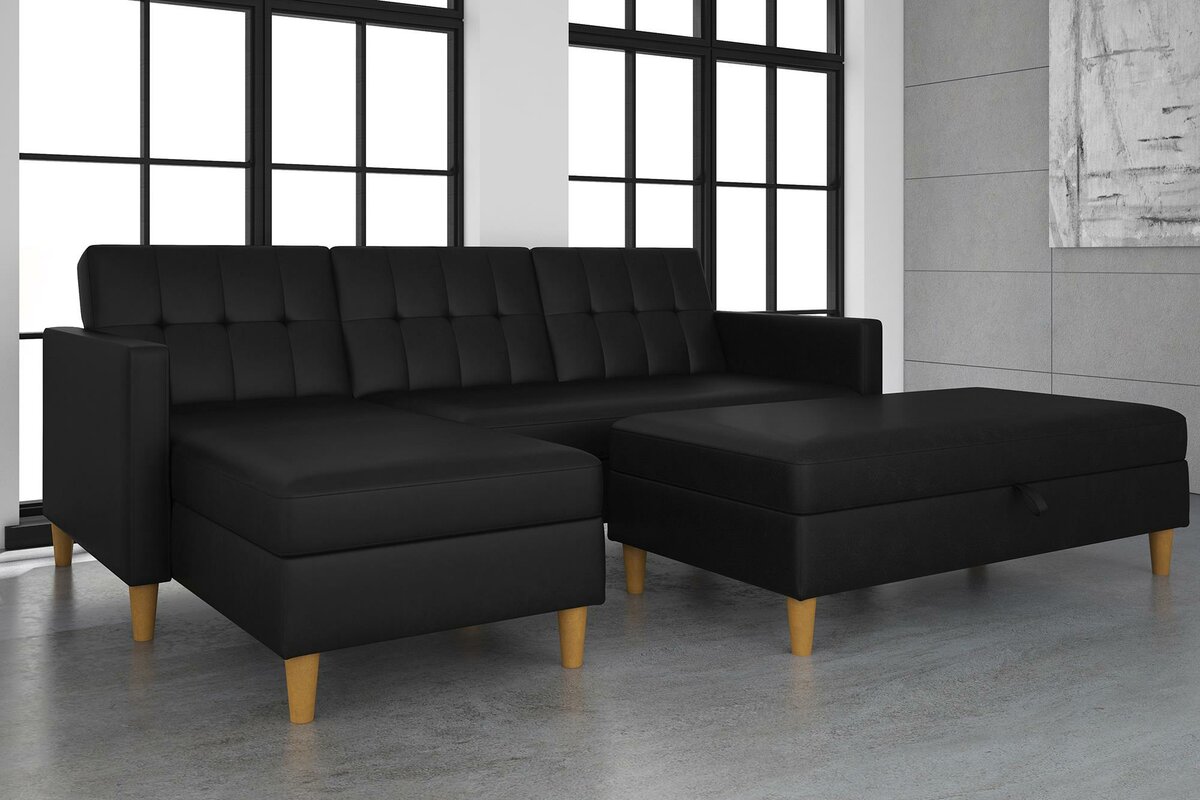 Stigall Reversible Sleeper Sectional Sofa with Ottoman