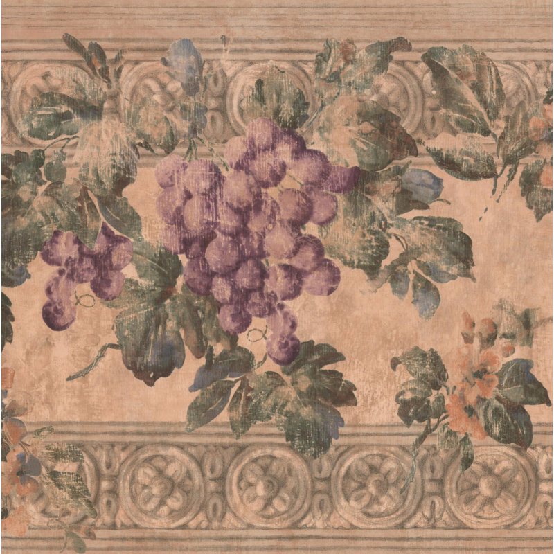 York Wallcoverings Retro Design 15 L X 10 W Purple Grape Vines