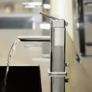 90 Degree Single Handle Single Hole Low Arc Bathroom Faucet with Drain