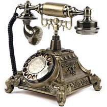 puseky Decroative Vintage Retro Antique Phone Wired Corded Landline Telephone for Home Office Desk Decor Ornament