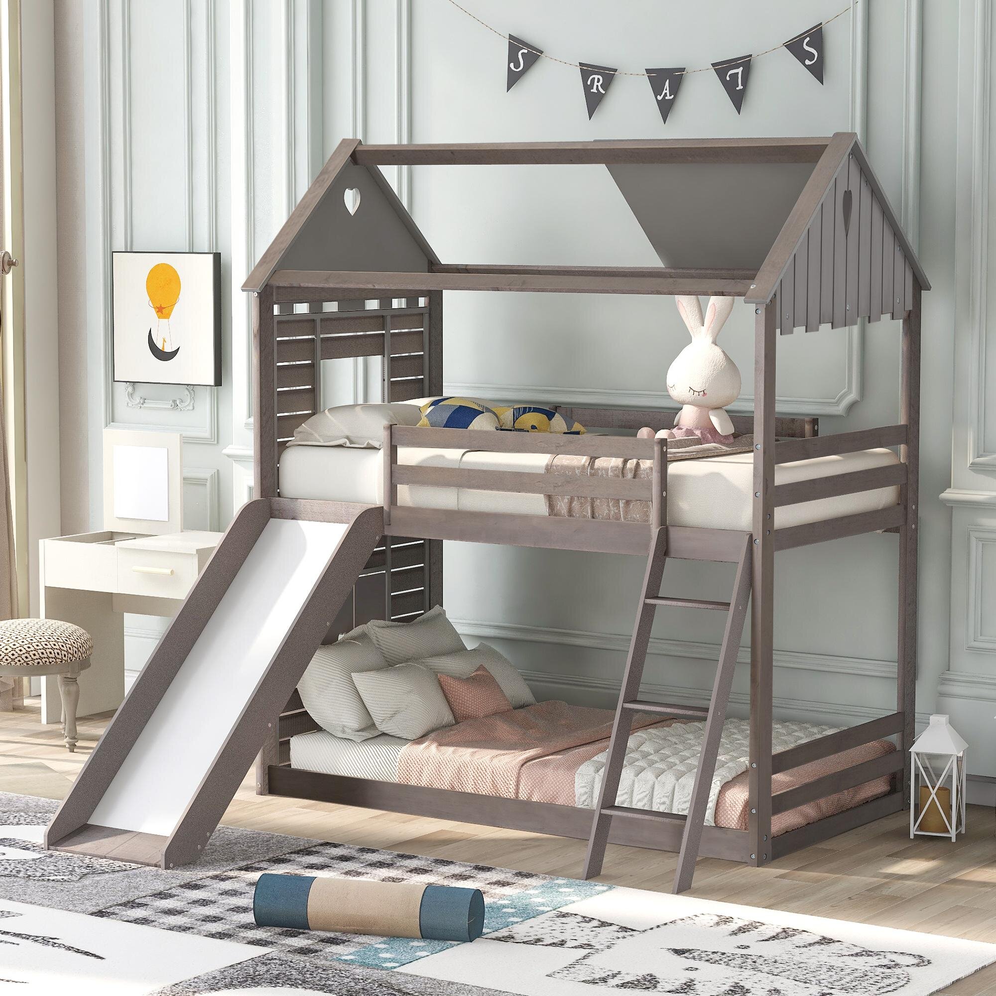 Harper Orchard Brenner Twin Over Twin Solid Wood Standard Bunk Bed by ...