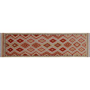 One-of-a-Kind Vallejo Kilim Hand-Woven Gold Wool A...