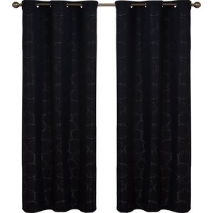 Kips Bay Geometric Blackout Thermal Grommet Single Curtain Panel