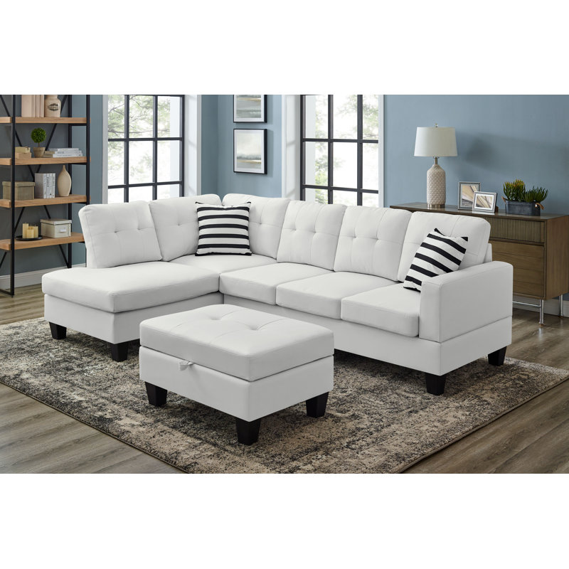 Ebern Designs Aavion 98 Left Hand Facing Sectional With Ottoman Wayfair