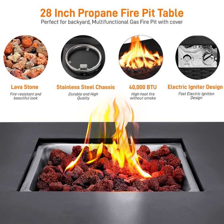 SereneLife Iron Propane Fire Pit Table | Wayfair