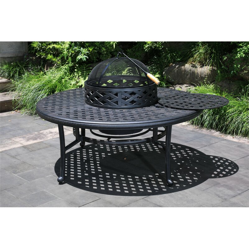 Ebern Designs Pitcher Aluminum Wood Burning Fire Pit Table Wayfair